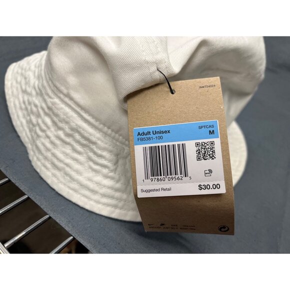 Nike Men's 100% Cotton Apex Bucket Hat White Size M NEW! - Picture 6 of 6